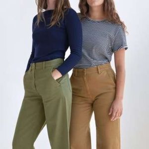 EVERLANE WIDE LEG CROP PANT IN OLIVE, SIZE 4